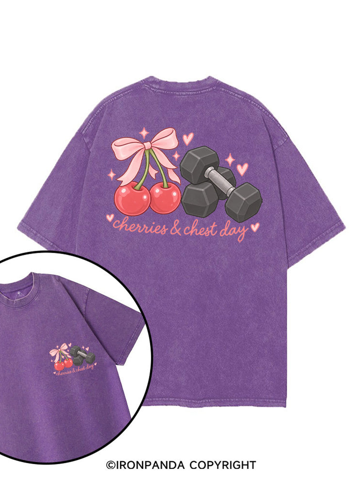 CHERRIES & CHEST DAY printed Gym Shirt