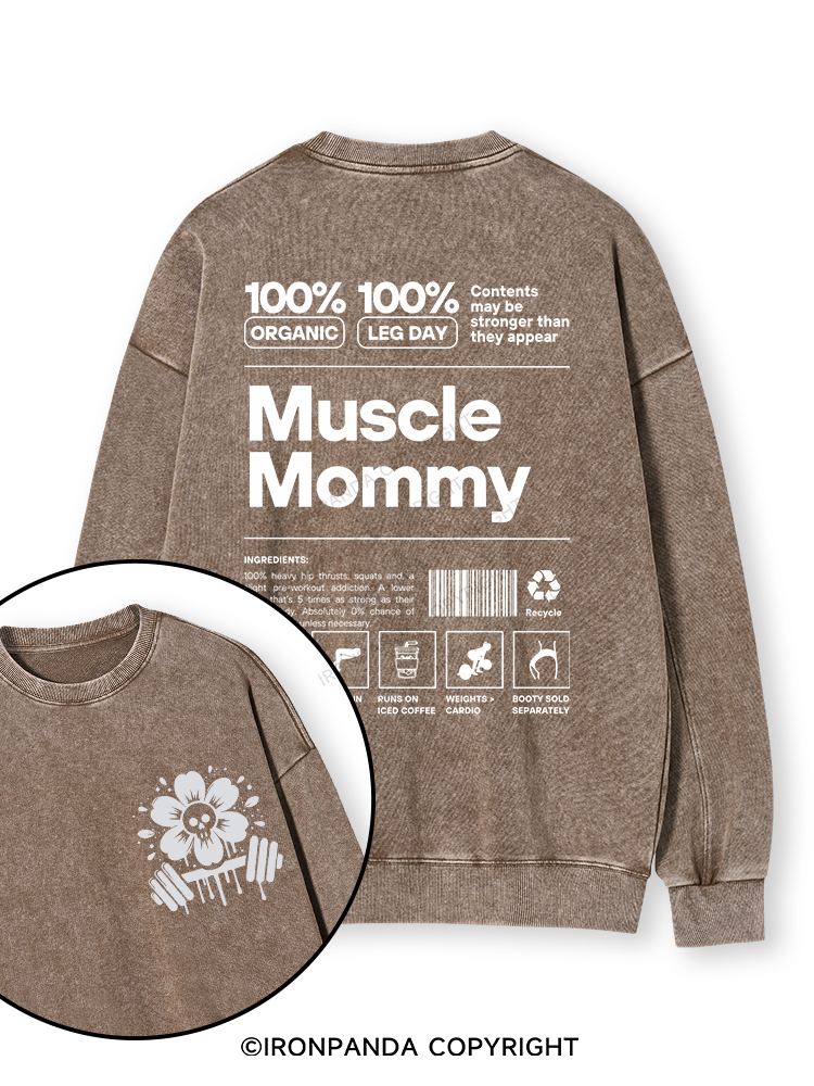 Muscle Mom Letters Double-Sided Printed Washed Sweatshirt