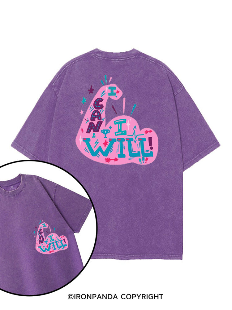I CAN AND I WILL STRONG MUSCLE printed Gym Shirt