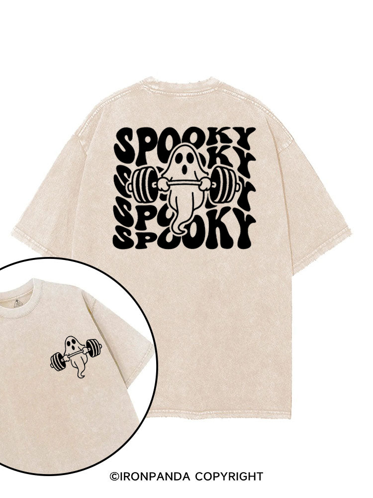 SPOOKY SPOOKY CUTE WEIGHTLIFTING GHOST printed Gym Shirt