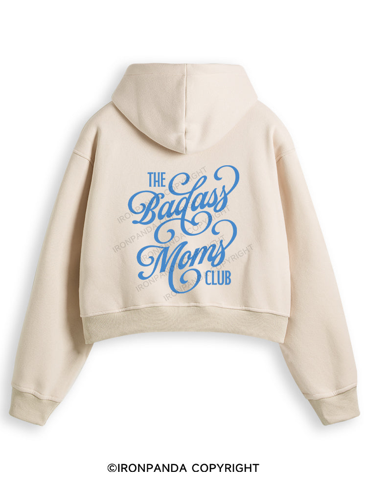 THE BADASS MOMS CLUB Fleece Crop Zip Up Hoodie