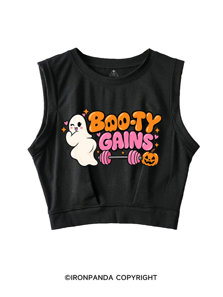 BOO-TY GAINS CUTE GHOST HALLOWEEN SLEEVELESS CROP TOPS