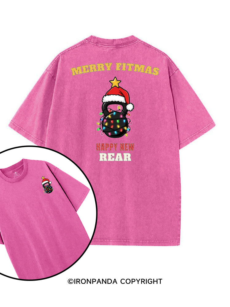MERRY FITMAS HAPPY NEW REAR printed Gym Shirt