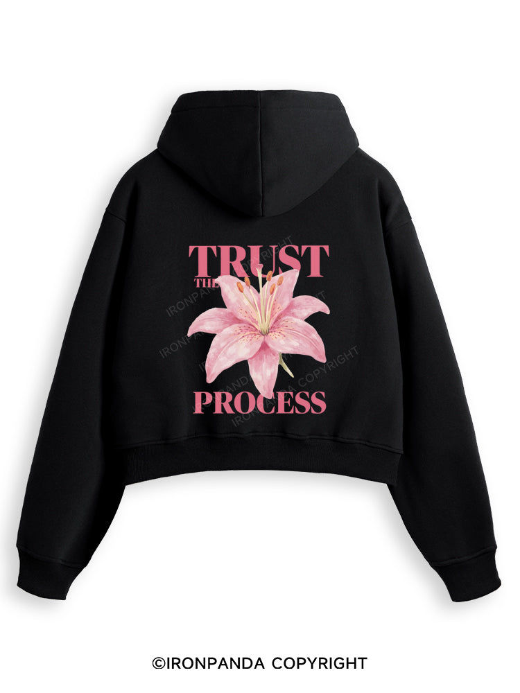 TRUST THE PROCESS Fleece Crop Zip Up Hoodie