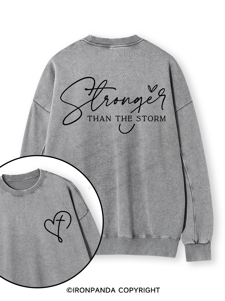 Stronger Than The Storm Double-Sided Printed Washed Sweatshirt