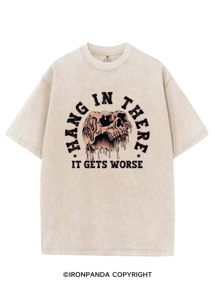 Hang In There It Gets Worse Weightlifting VINTAGE GYM SHIRT