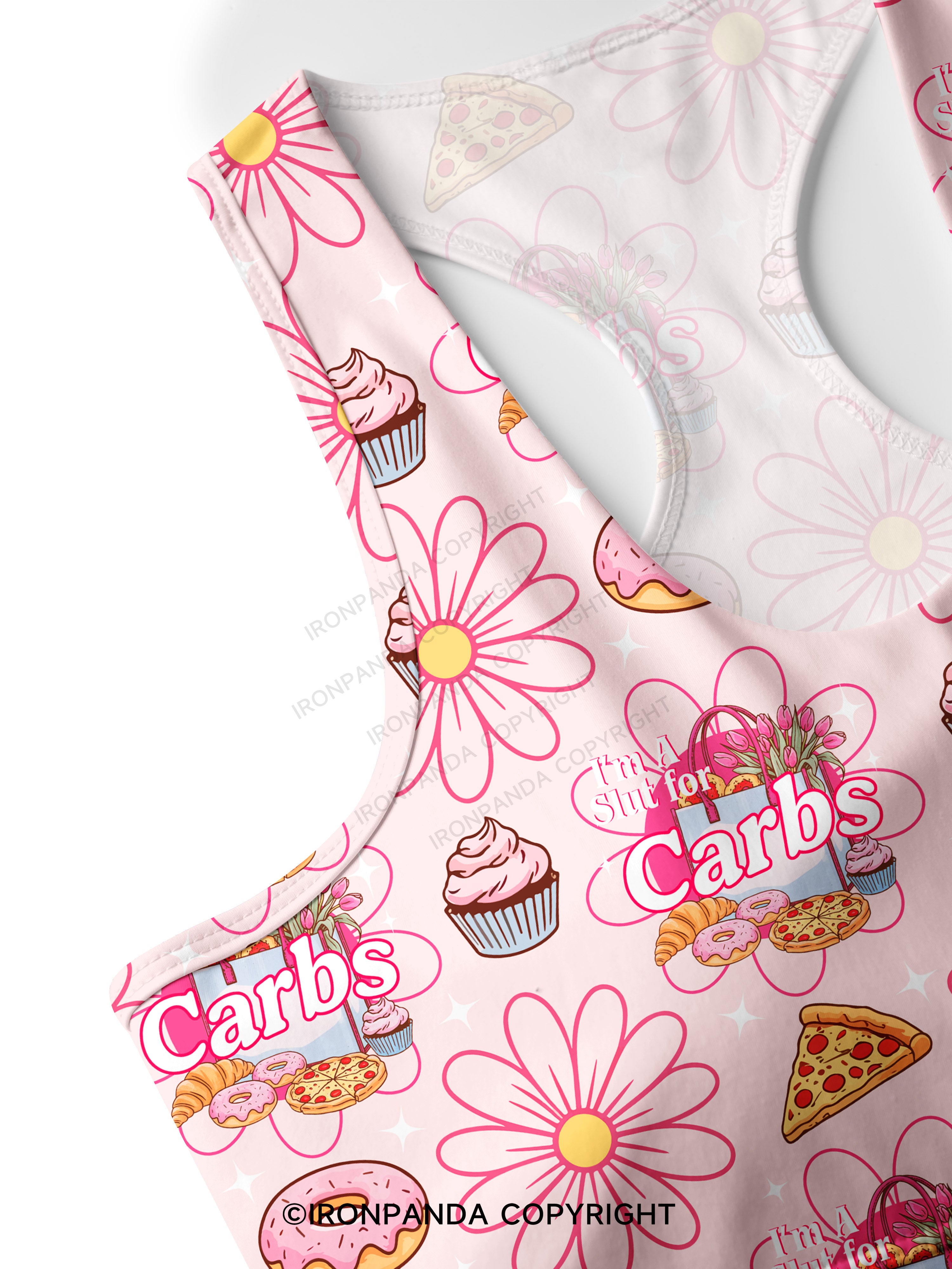 I'M A SLUT FOR CARBS Racerback Sports Bra