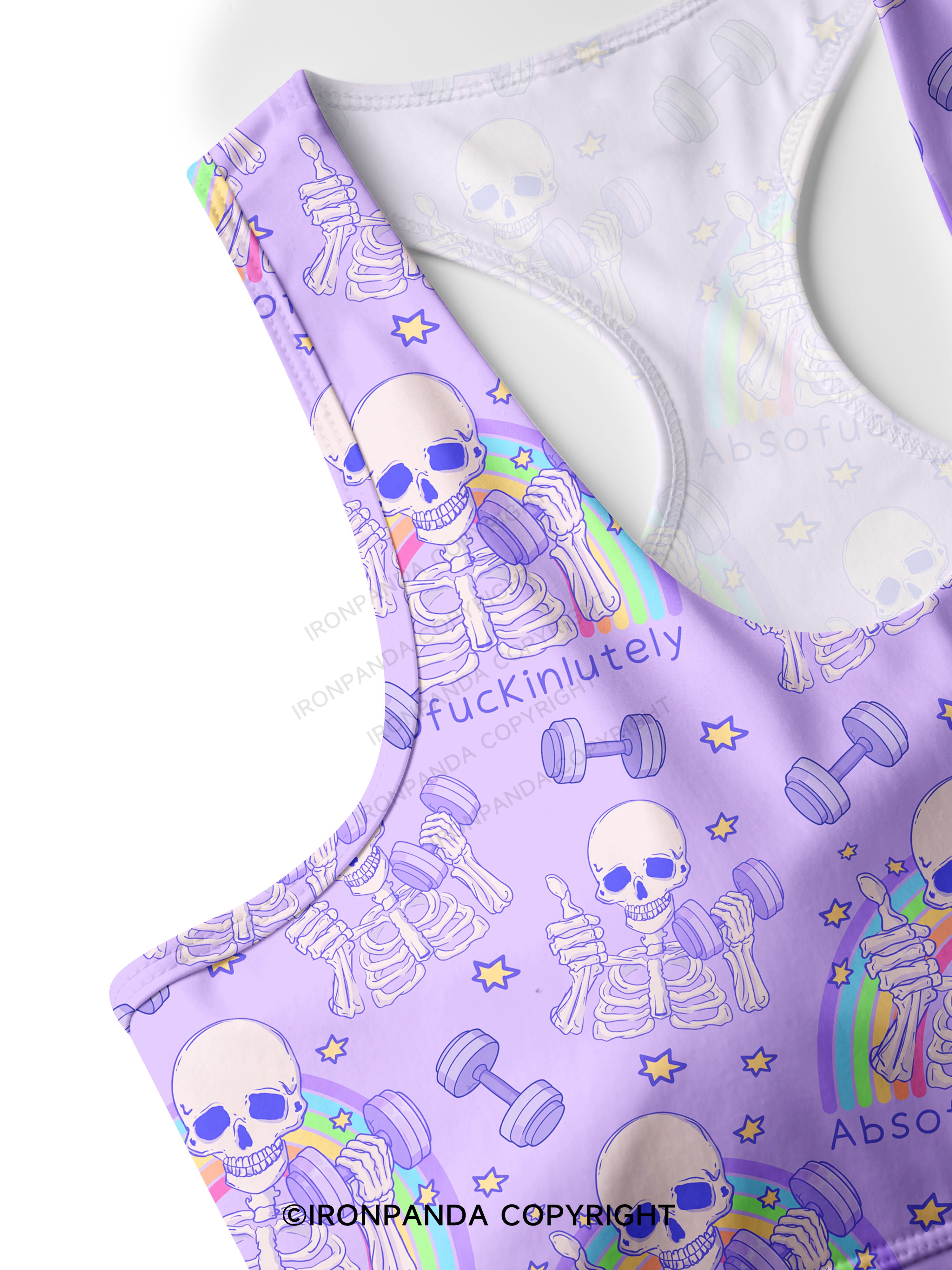ABSOFUCKINLUTELY GYM SKELETON Racerback Sports Bra