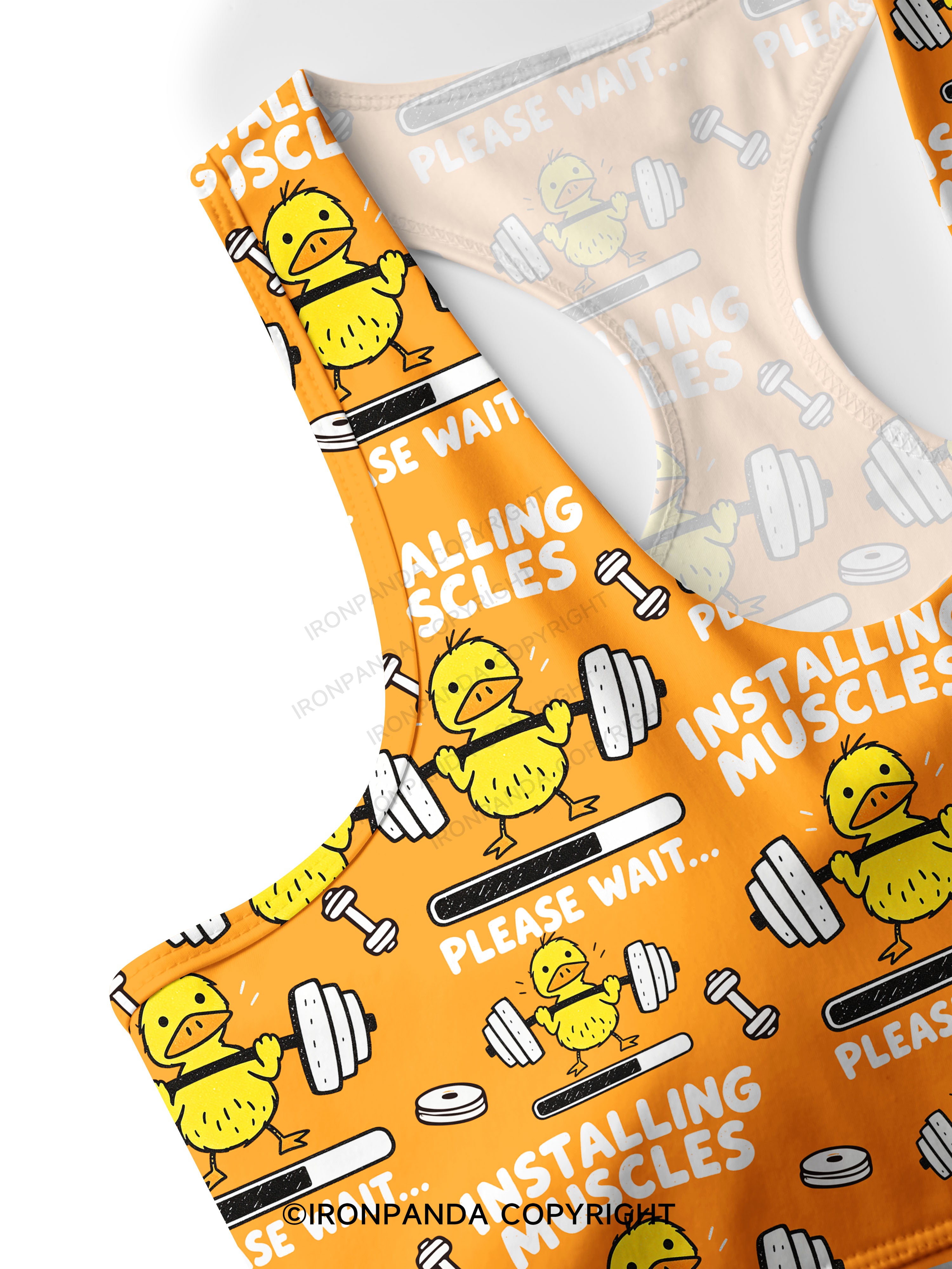 INSTALLING MUSCLES PLEASE WAIT Racerback Sports Bra