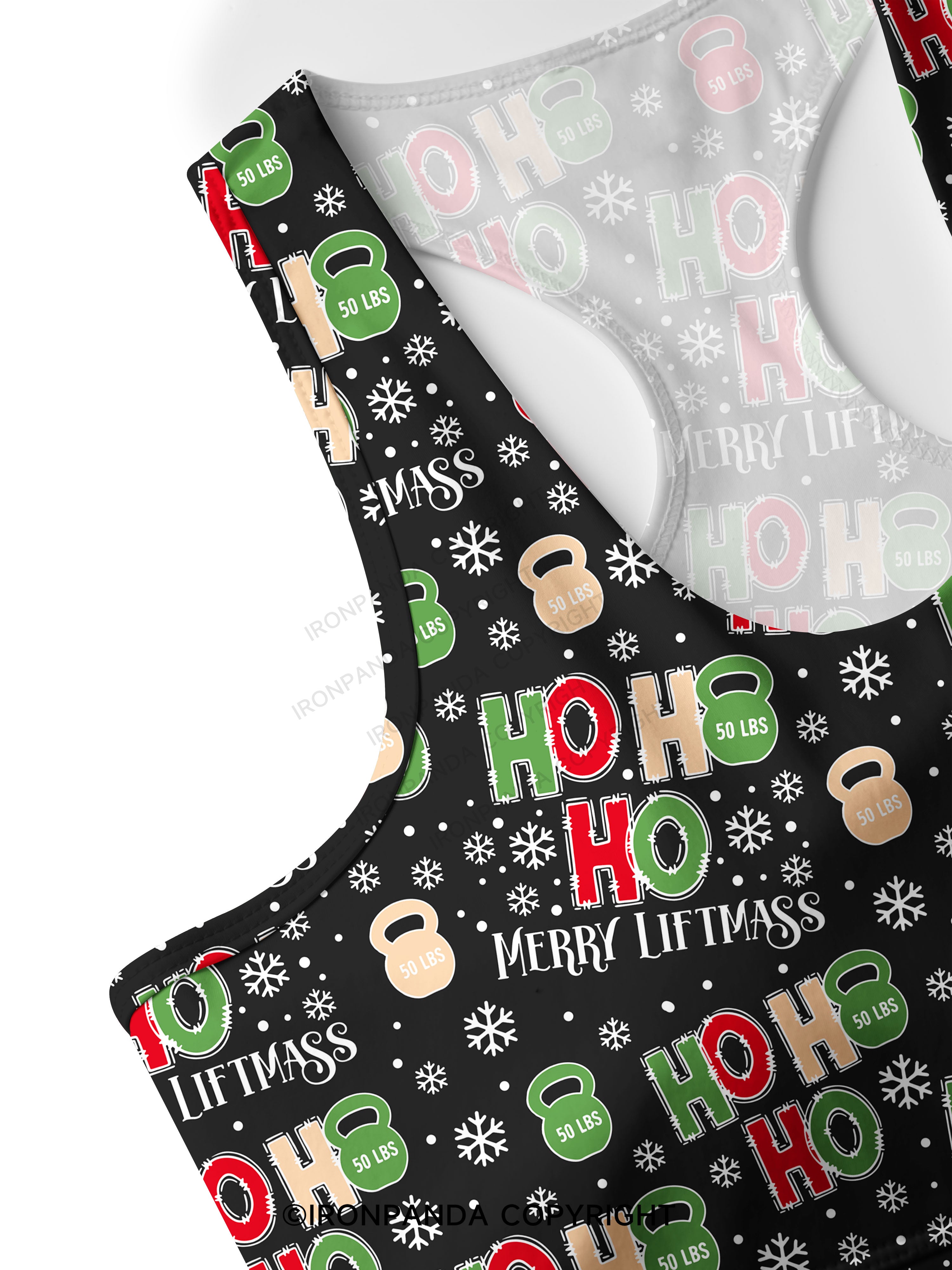 HOHOHO MERRY LIFTMASS Racerback Sports Bra