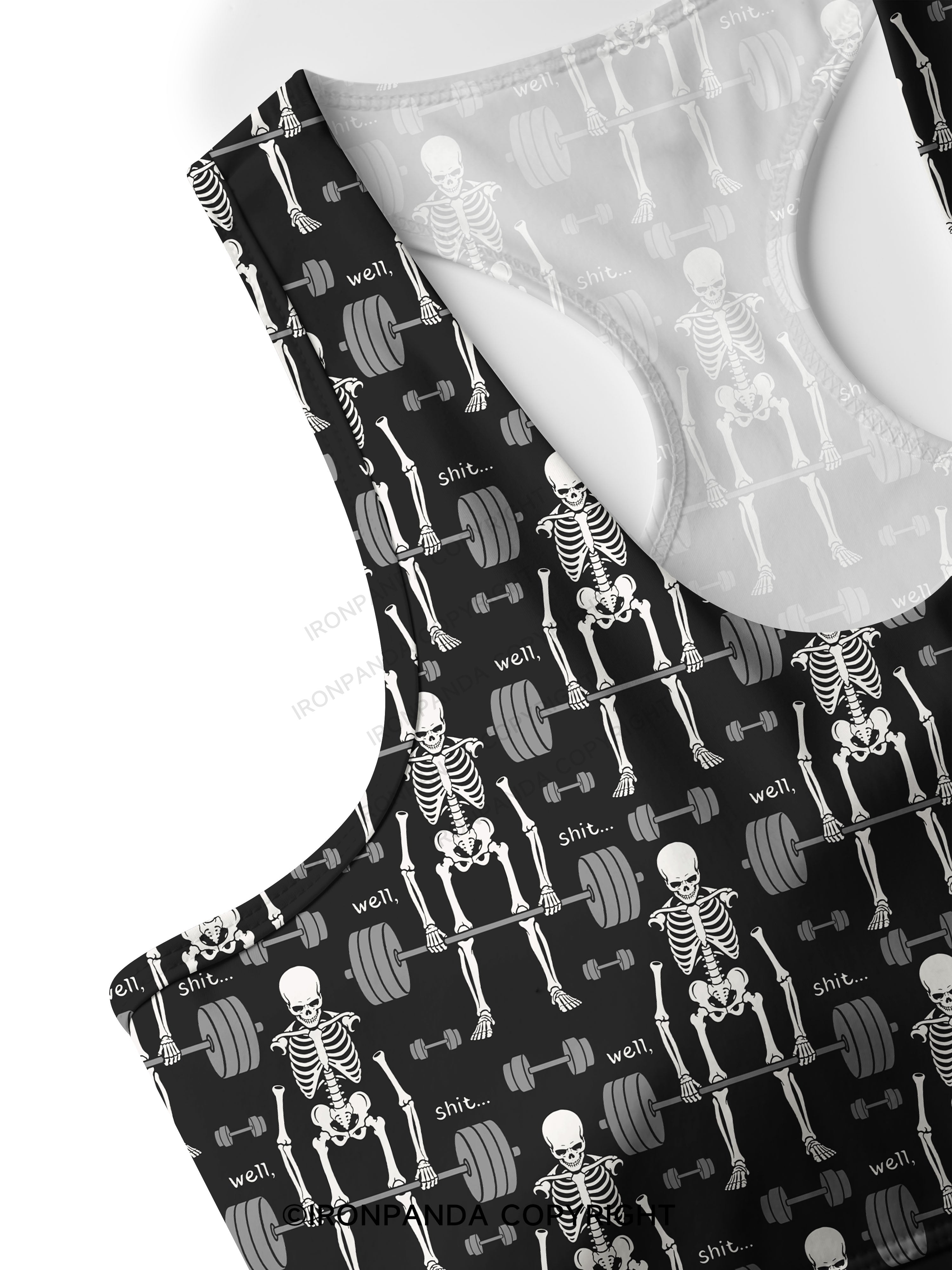 Well Shit Gym Skeleton Weightlifting Racerback Sports Bra