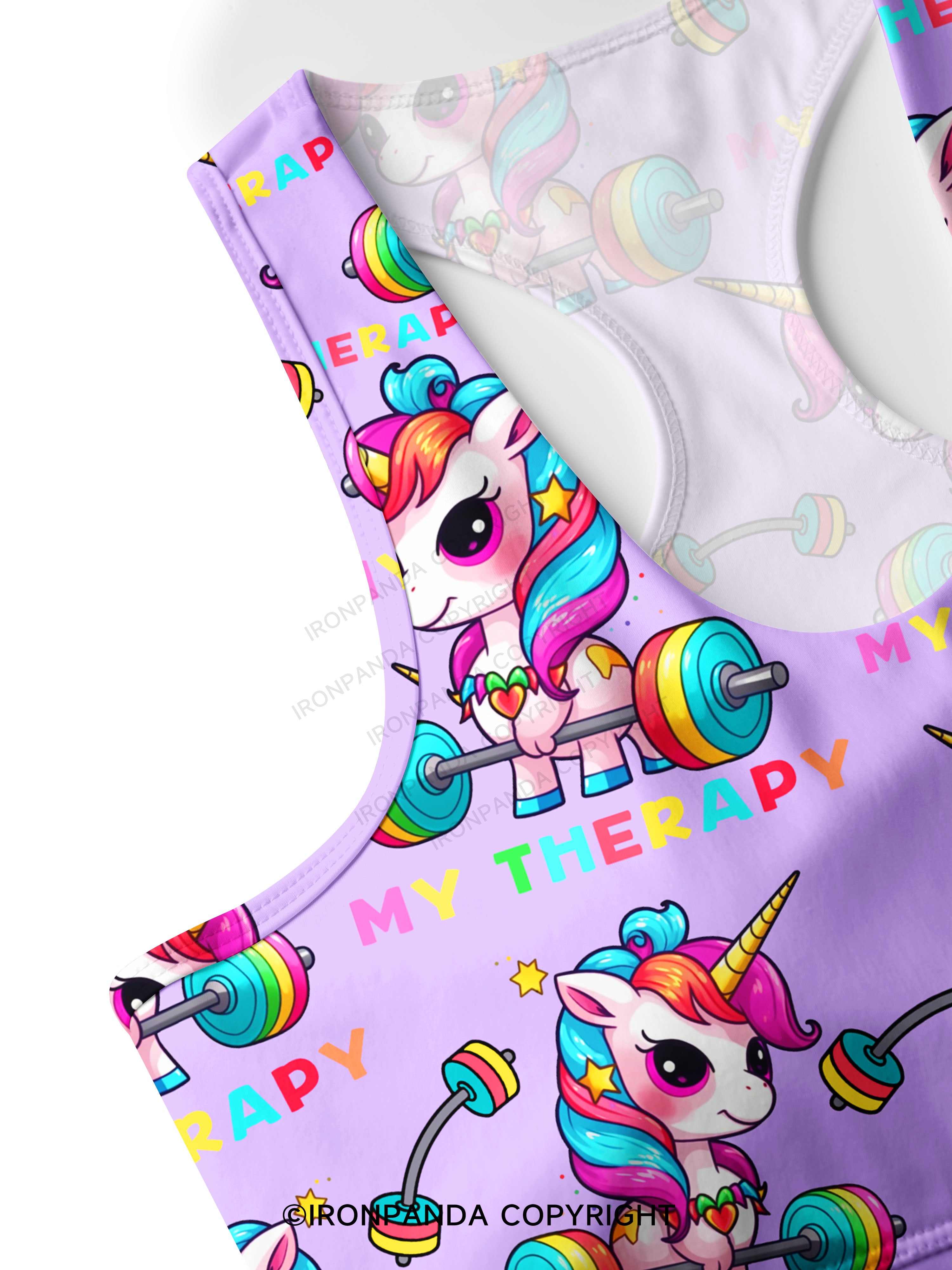 UNICORN MY THERAPY Racerback Sports Bra