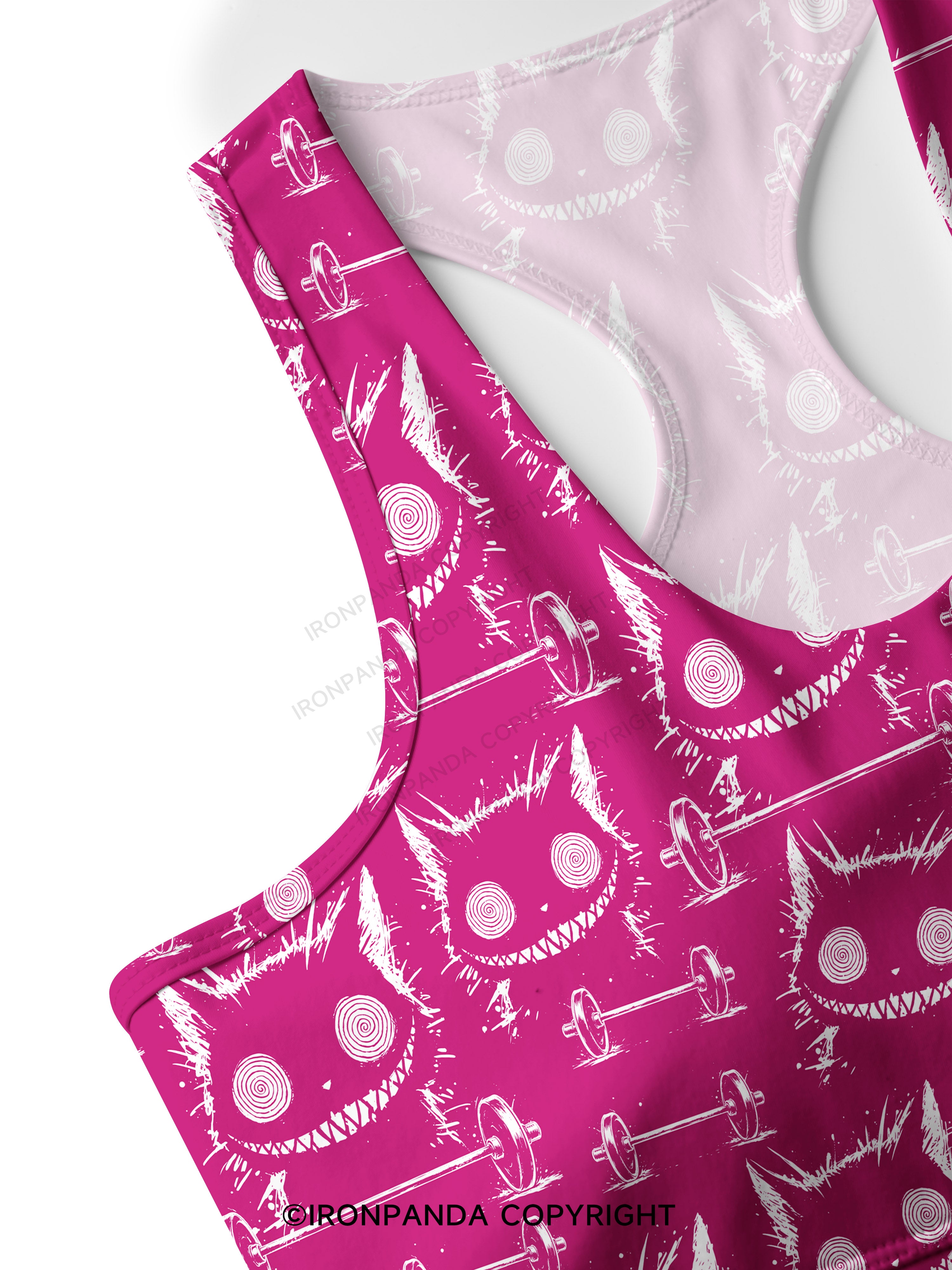 Creepy Cute Cat Racerback Sports Bra