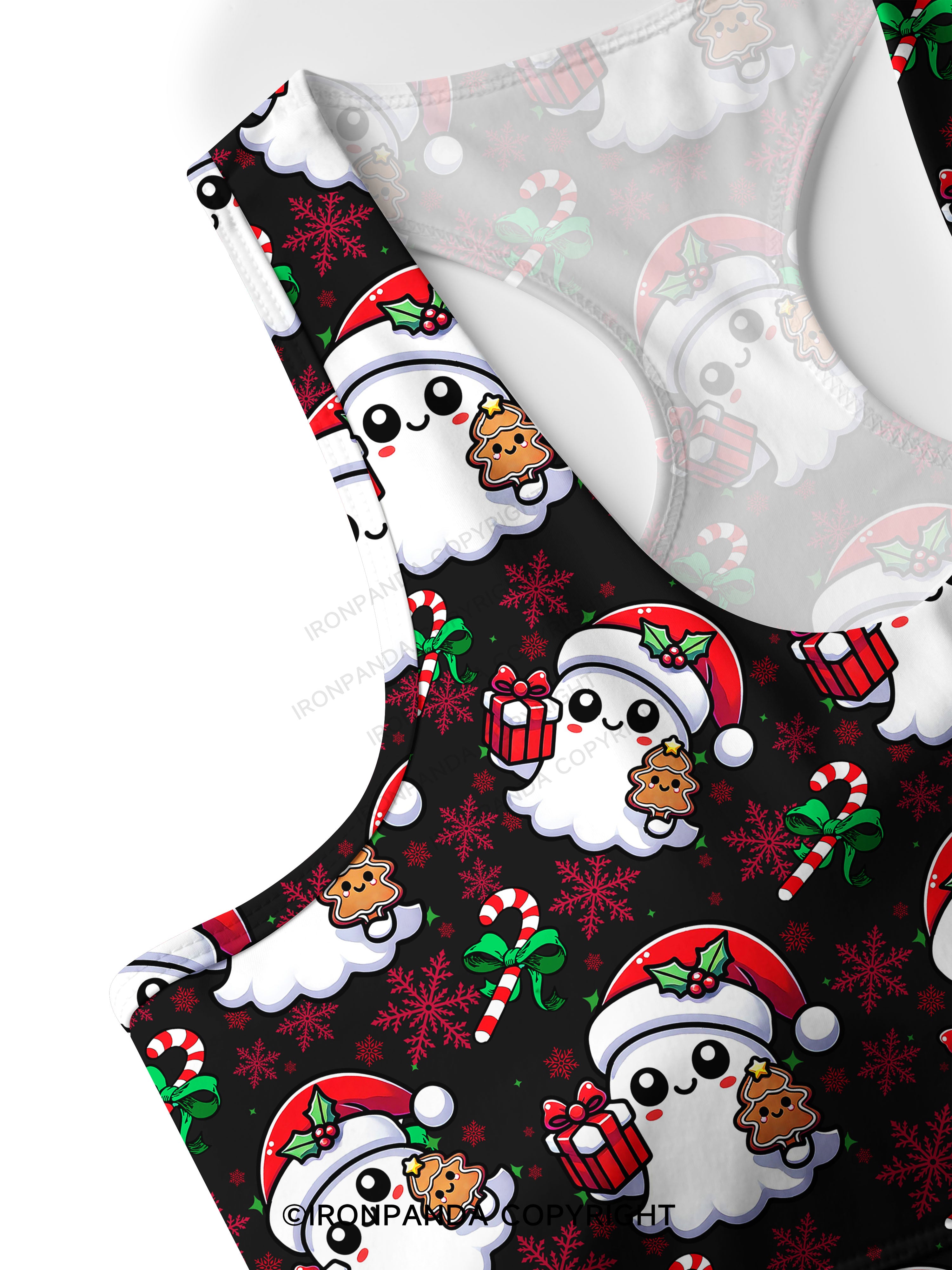 SPOOKY SPIRITS SPREADING CHRISTMAS CHEER! Racerback Sports Bra