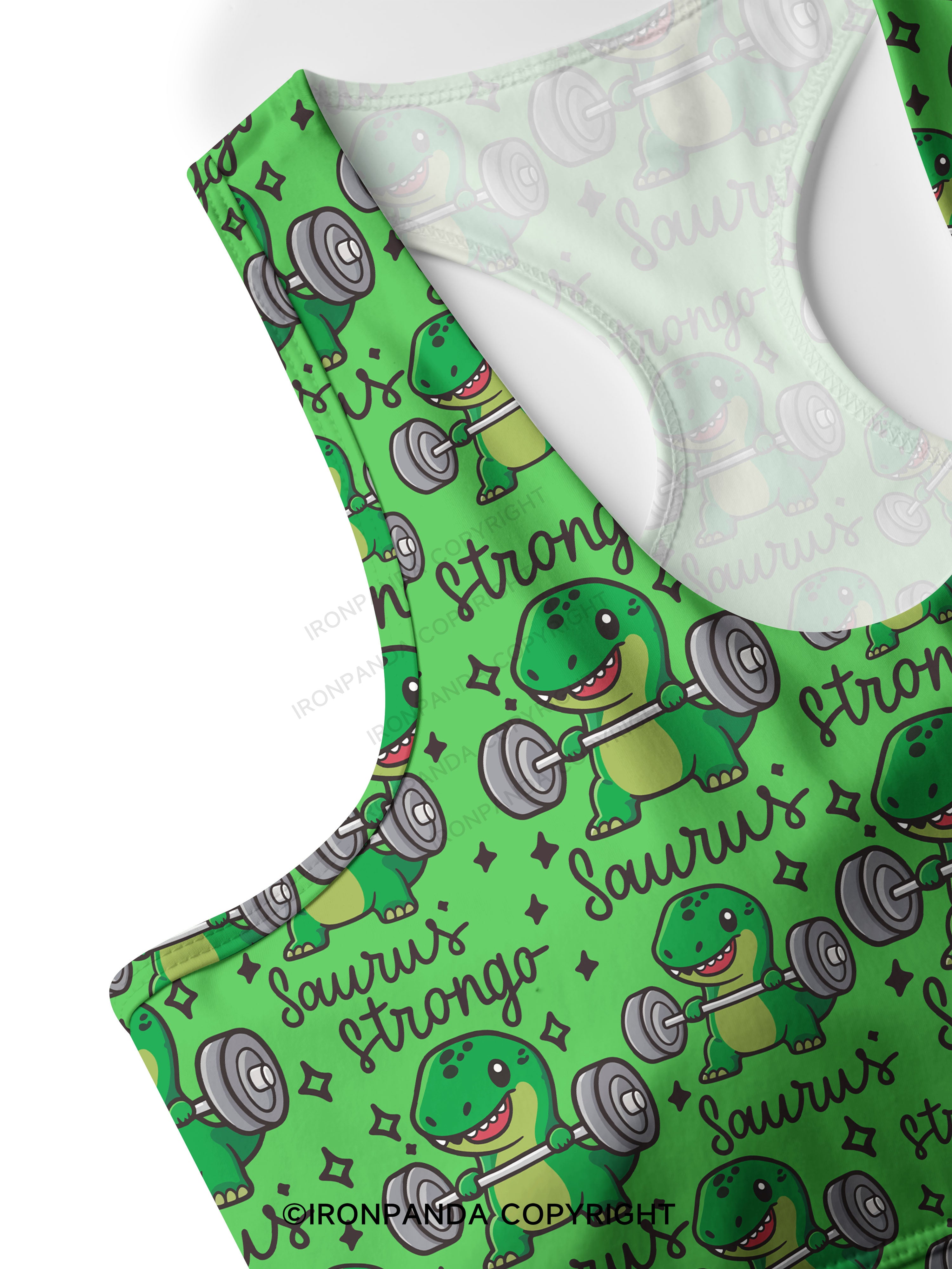 STRONGO SAURUS Racerback Sports Bra