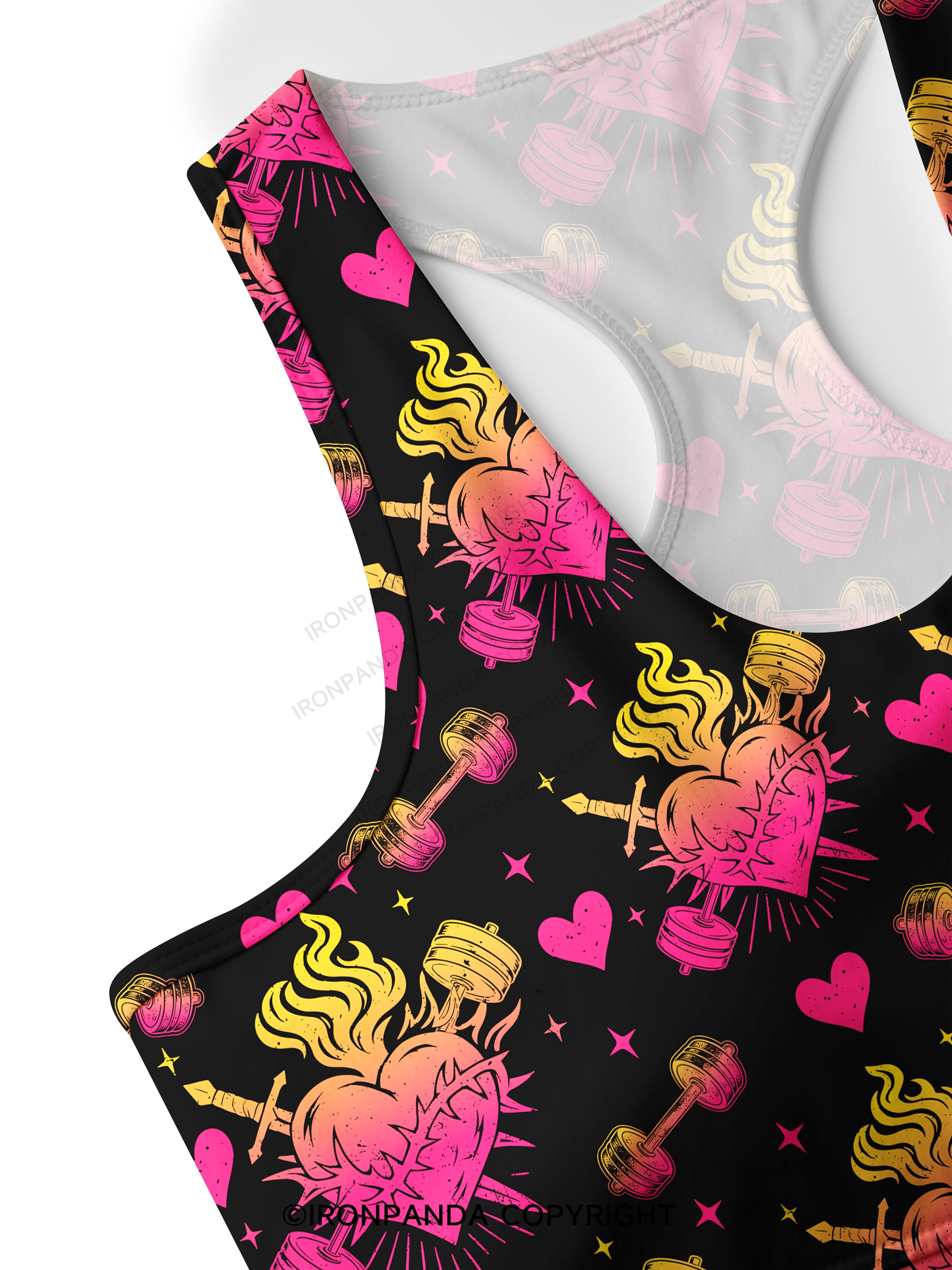 IRON HEART WITH FIRE Racerback Sports Bra