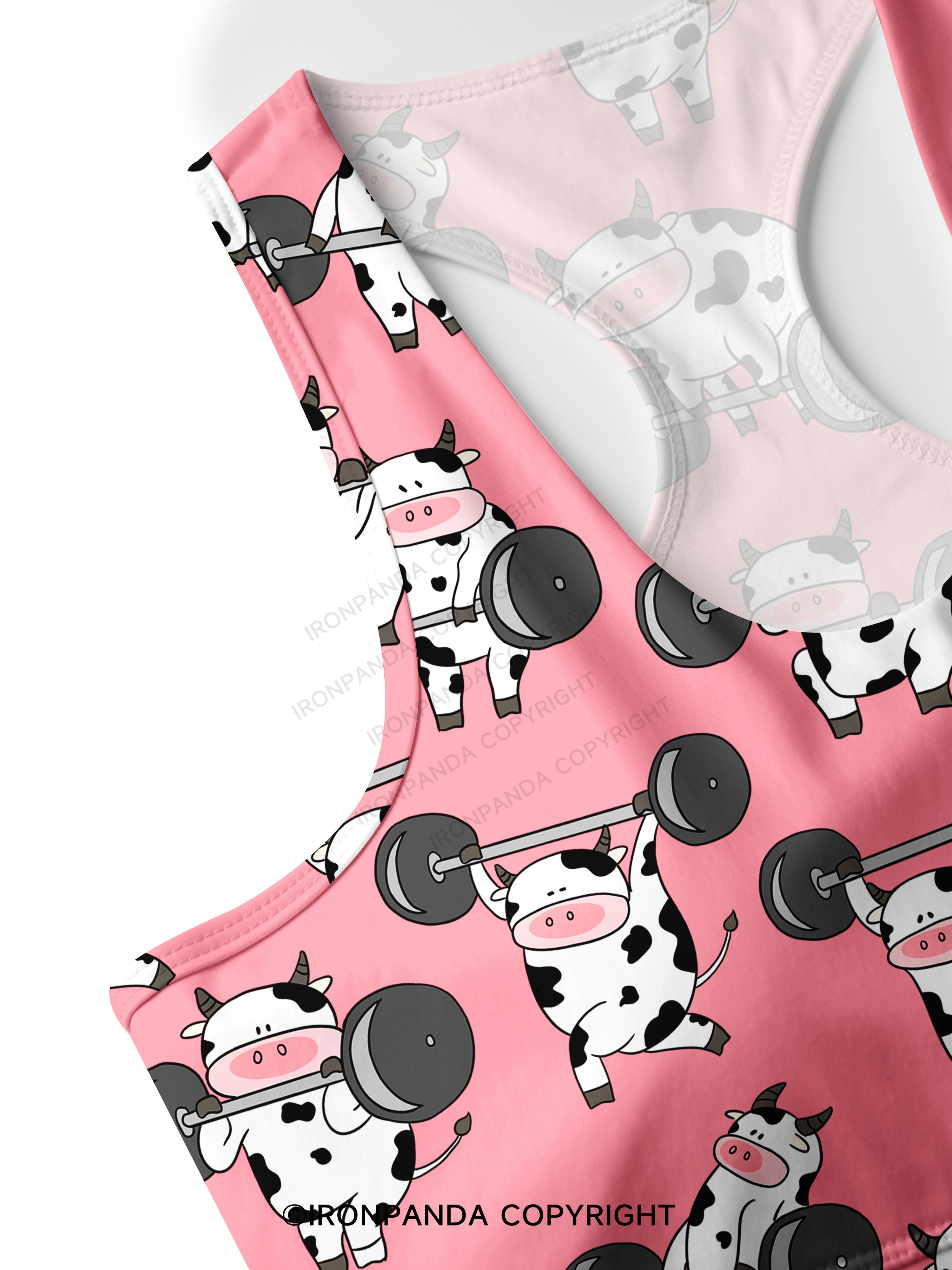 Ironpanda Lift Heavy Dairy Cow Racerback Sports Bra
