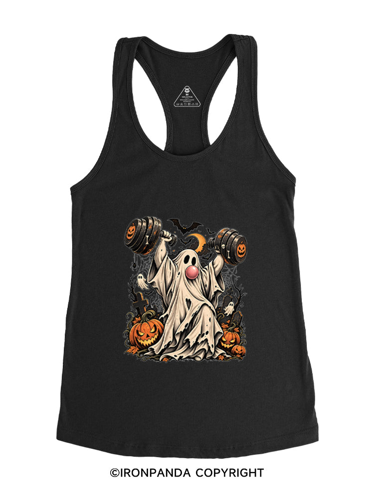 VINTAGE GHOST GYM WEIGHTLIFTING Gym Racerback Tank