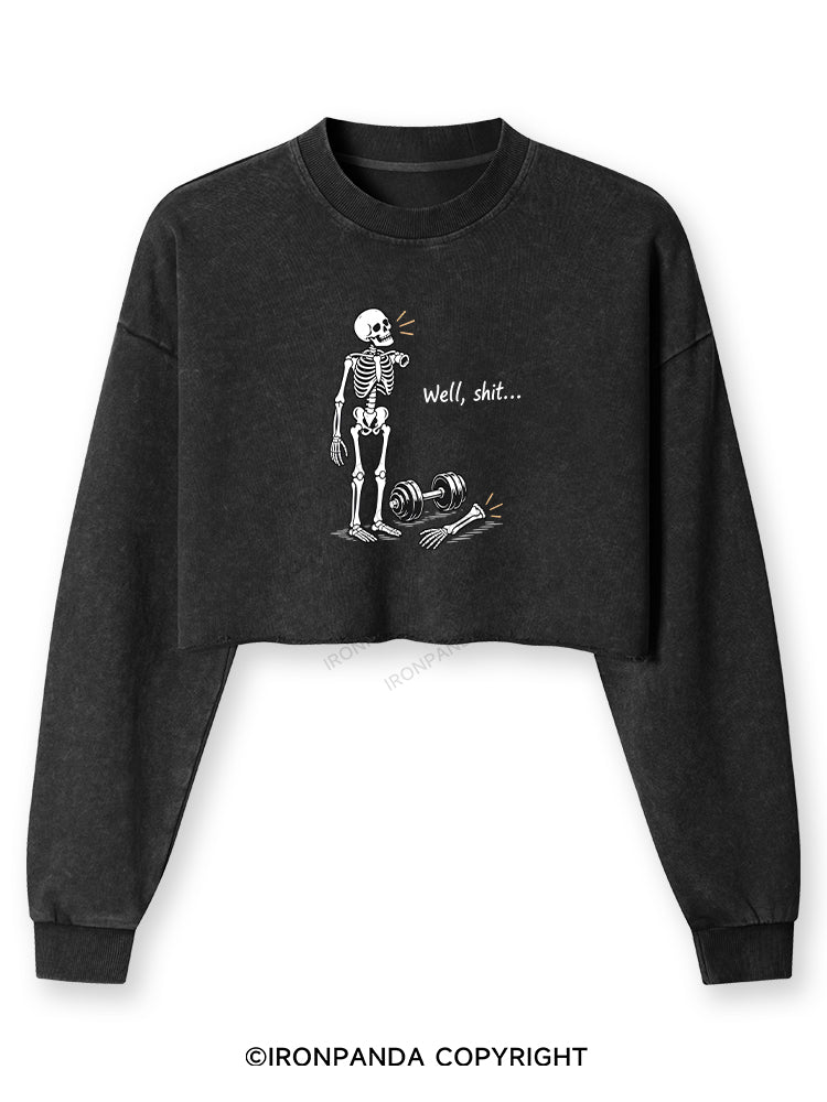 Well Shit Skeleton Washed Long-Sleeve Crop Top