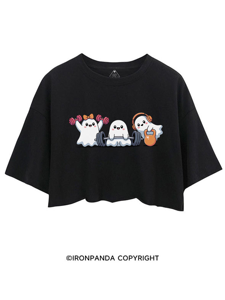 WEIGHTLIFTING SPOOKY FUNNY GYM CROP TOPS