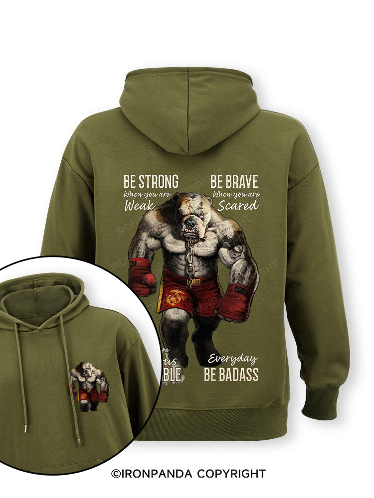 Bulldog Boxing Be Humble, Badass Double-Sided Printed Classic Gym Hoodie