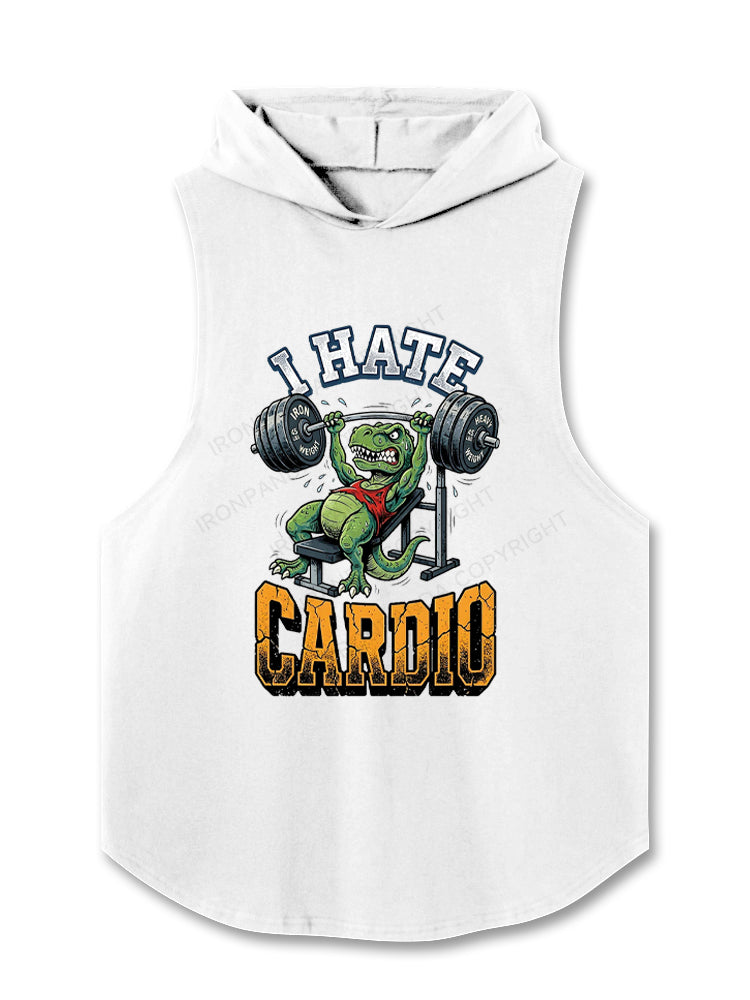 Funny T-Rex I Hate Cardio Hooded Tank