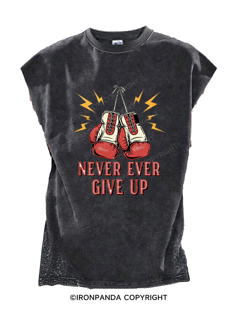 Never Give Up Boxing Gloves Cut Off Tank