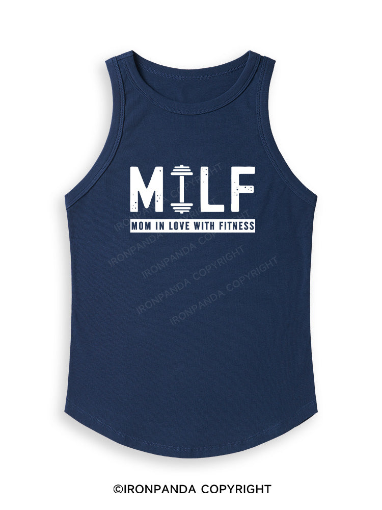 MILF MOM IN LOVE WITH FITNESS Fitted Tank Top