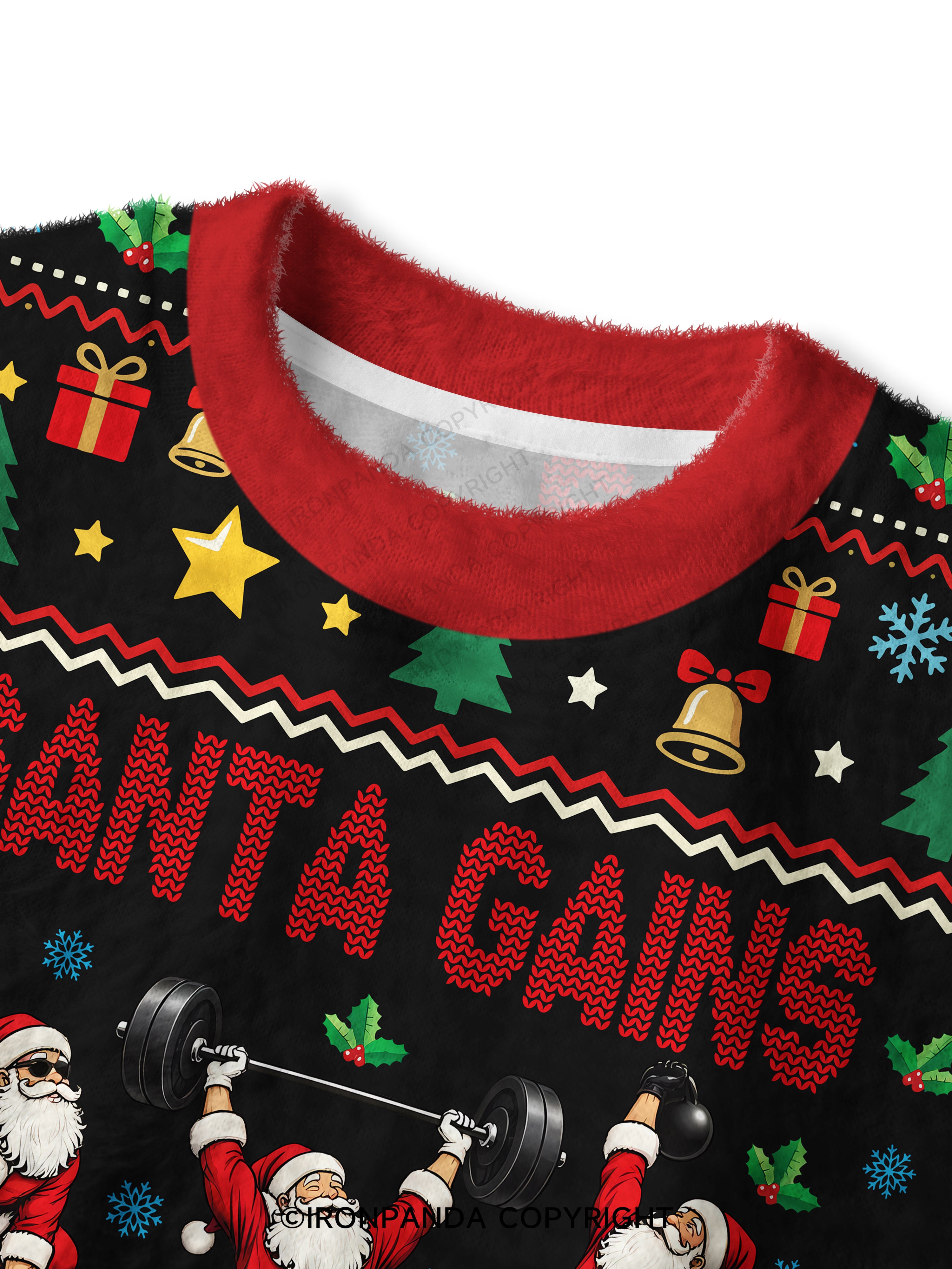 SANTA GAINS Fuzzy Fleece Crop Sweater
