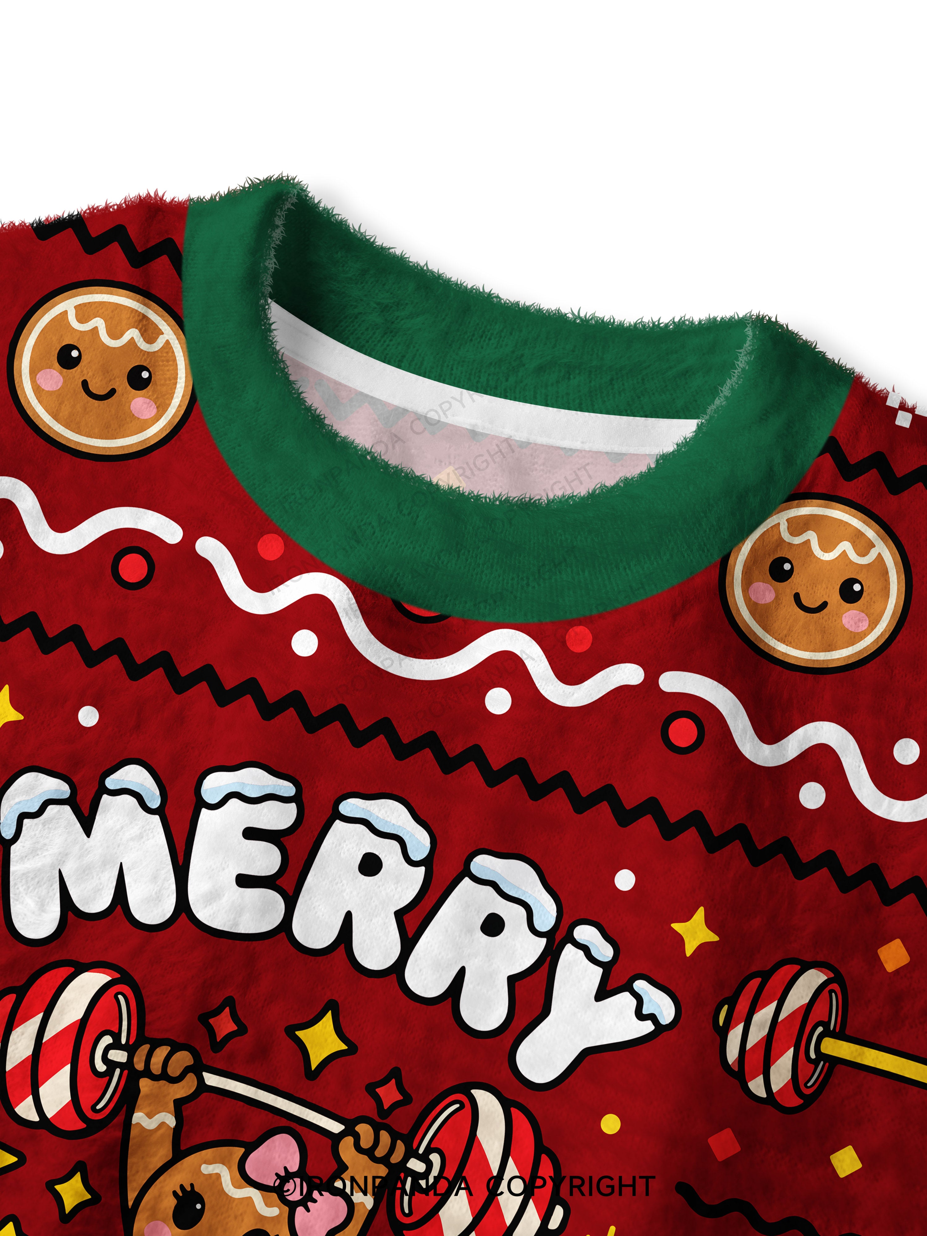 Merry Liftmas gingerbread  Fuzzy Fleece Crop Sweater