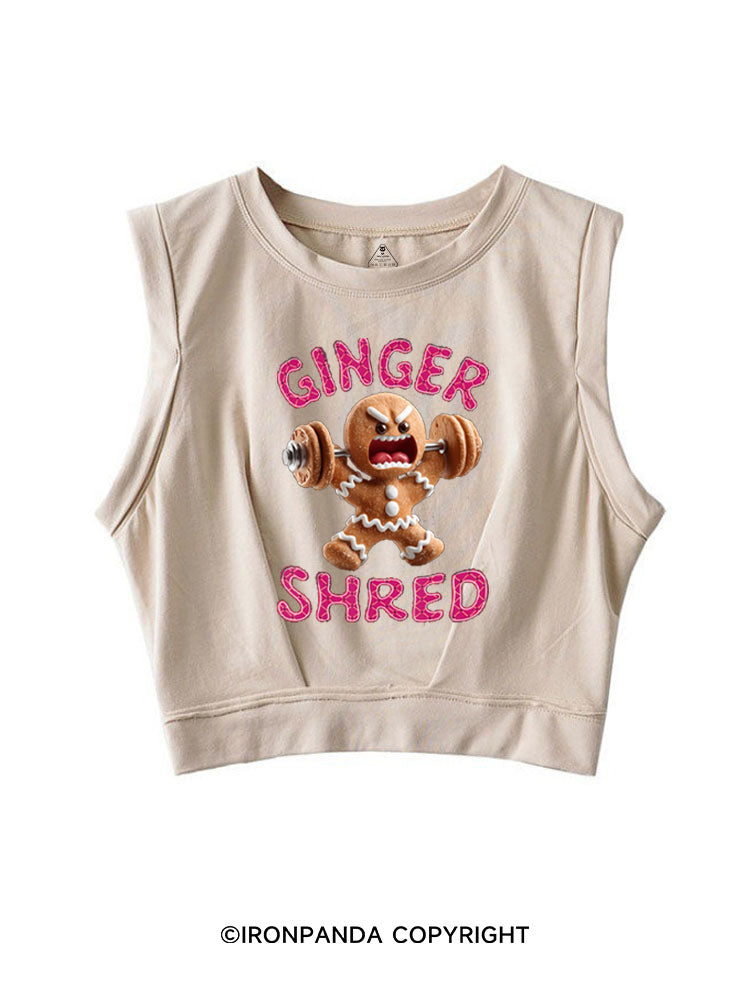 CHRISTMAS GINGER SHRED FUNNY SLEEVELESS CROP TOPS