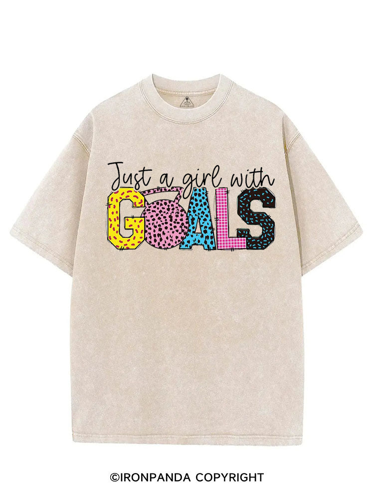 JUST A GIRL WITH GOALS COLORFUL GYM VINTAGE GYM SHIRT
