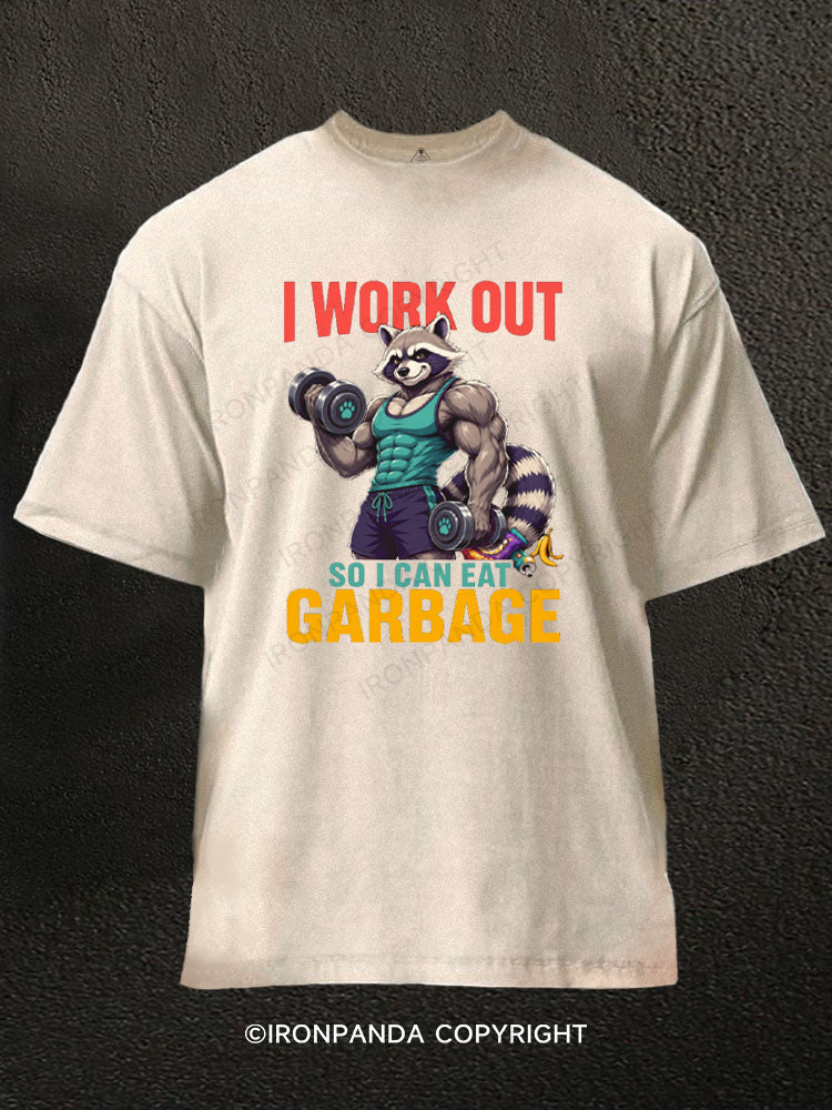 Buff Raccoon Workout for Garbage Washed Gym Shirt