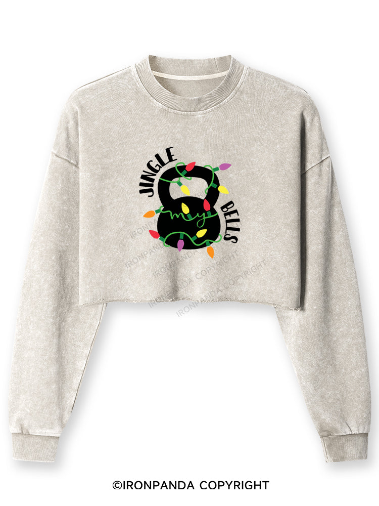 JINGLE MY BELLS Washed Long-Sleeve Crop Top