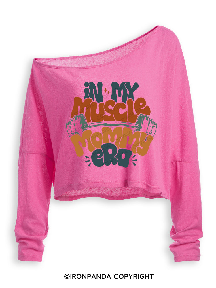FUNNY WORKOUT Off Shoulder Long Sleeve Crop Top
