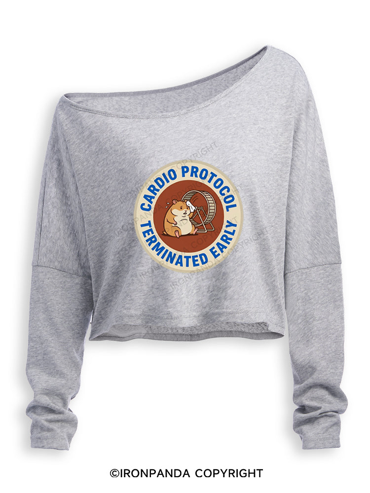CARDIO PROTOCOL TERMINATED EARLY Off Shoulder Long Sleeve Crop Top