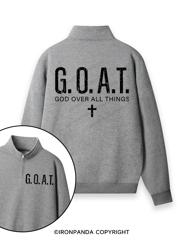 God over All Things Double-Sided Printed Quarter-Zip Fleece Sweatshirt