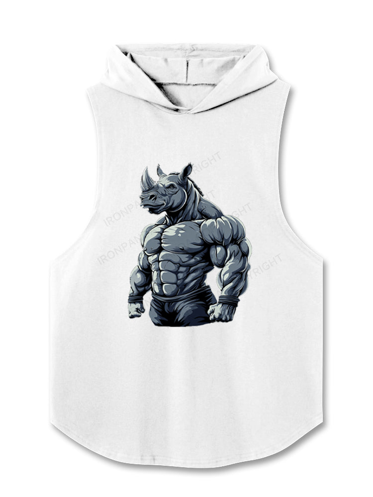 Muscular Rhino Bodybuilder Hooded Tank