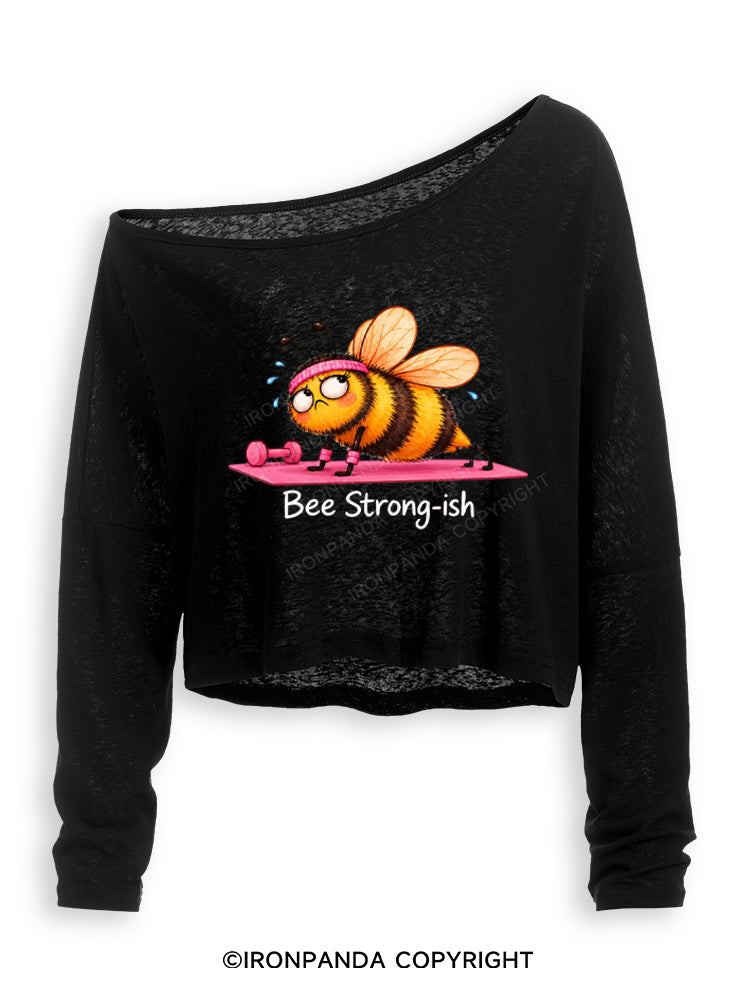 Bee Strong-ish Off Shoulder Long Sleeve Crop Top
