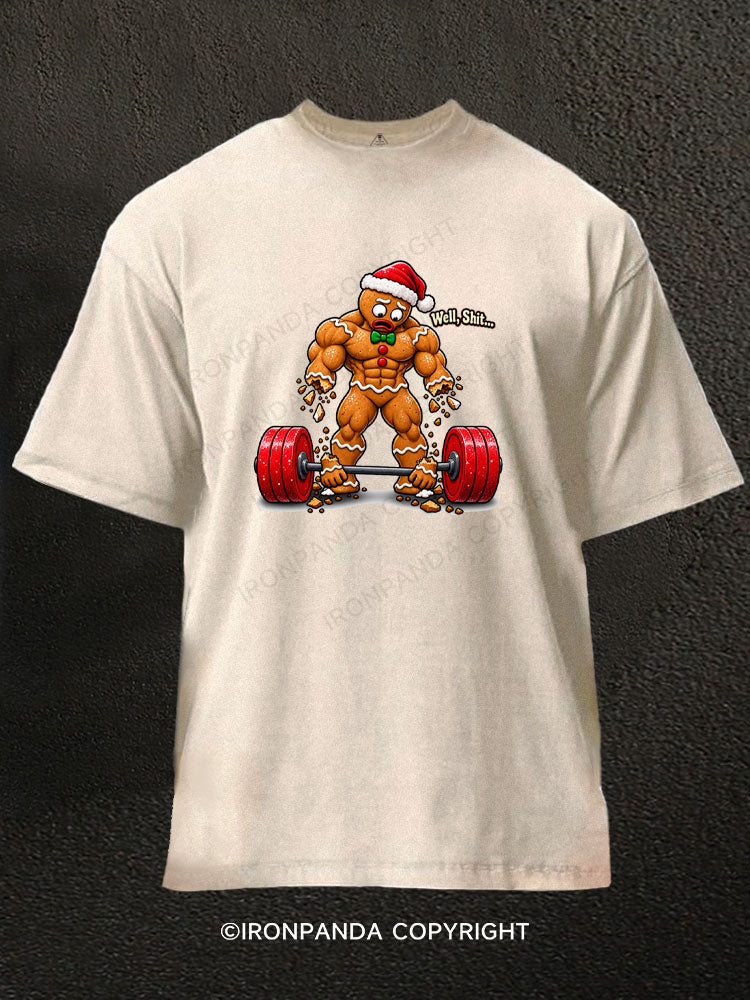 Well Shit Muscular Gingerbread Washed Gym Shirt