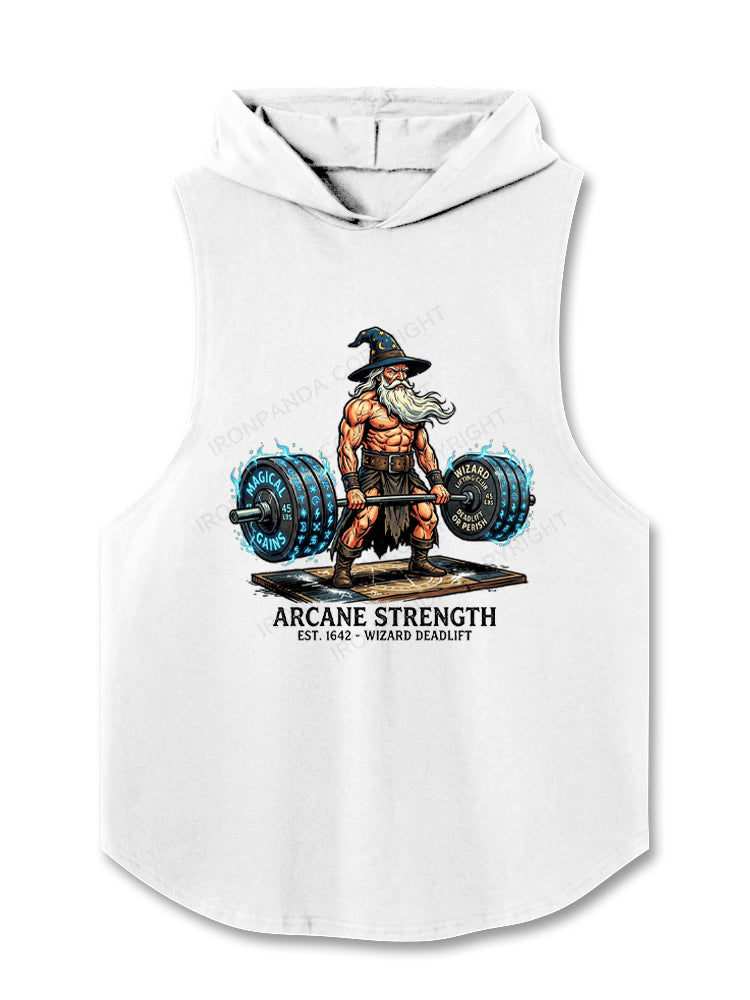 Out of Spells Wizard Lifting Hooded Tank