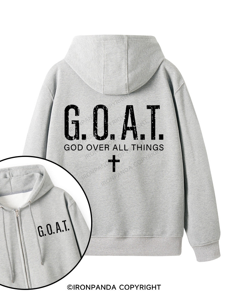 God over All Things Double-Sided Printed Fleece Zip Up Hoodie
