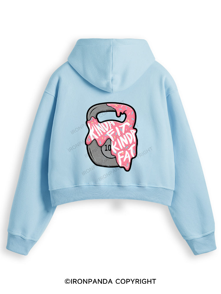 kinda fit sorta fat donut Fleece Crop Zip Up Hoodie