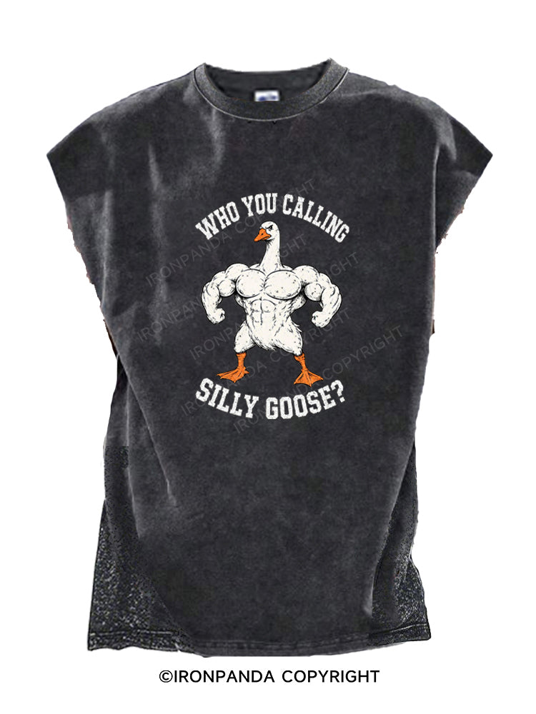 MUSCULAR GOOSE WHO YOU CALLING SILLY GOOSE Cut Off Tank