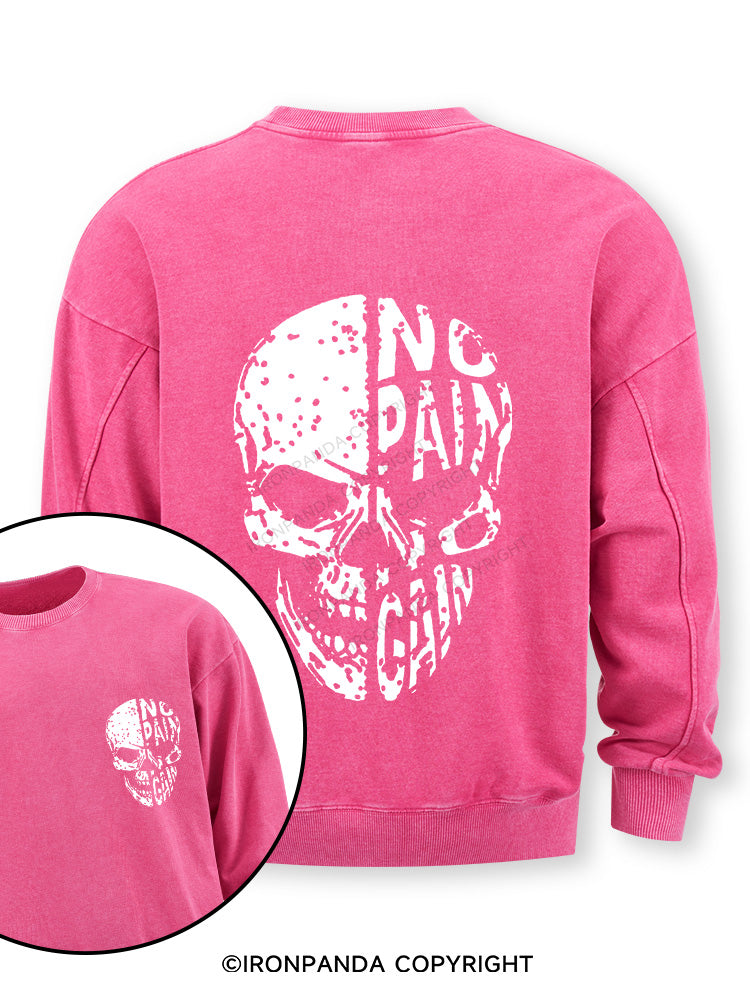 No pain No gain Skull Face Double-Sided Printed Washed Sweatshirt