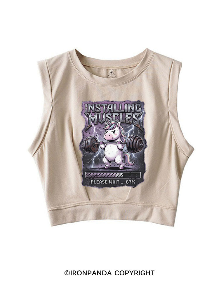 INSTALLING MUSCLES PLEASE WAIT 67% UNICORN SLEEVELESS CROP TOPS