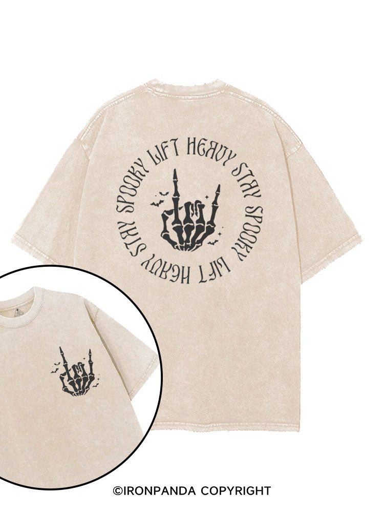 LIFT HEAVY STAY SPOOKY printed Gym Shirt