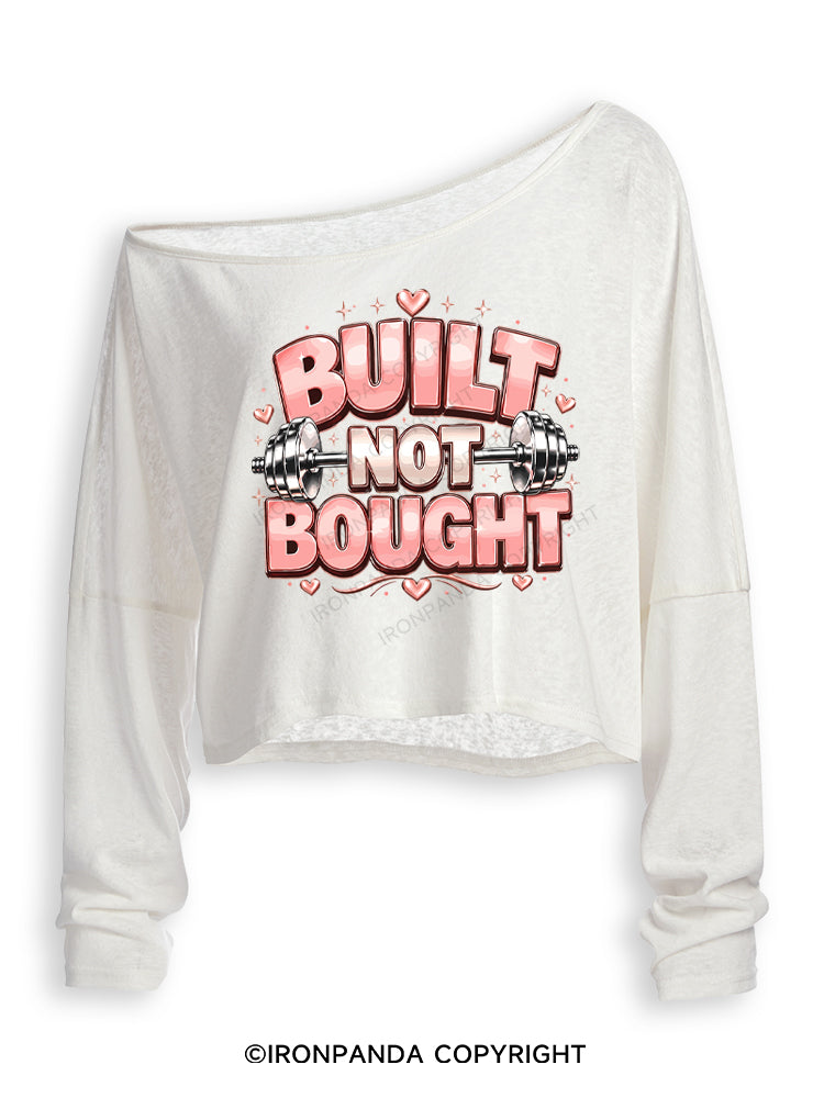 BUILT NOT BOUGHT POSITIVE GYM Off Shoulder Long Sleeve Crop Top