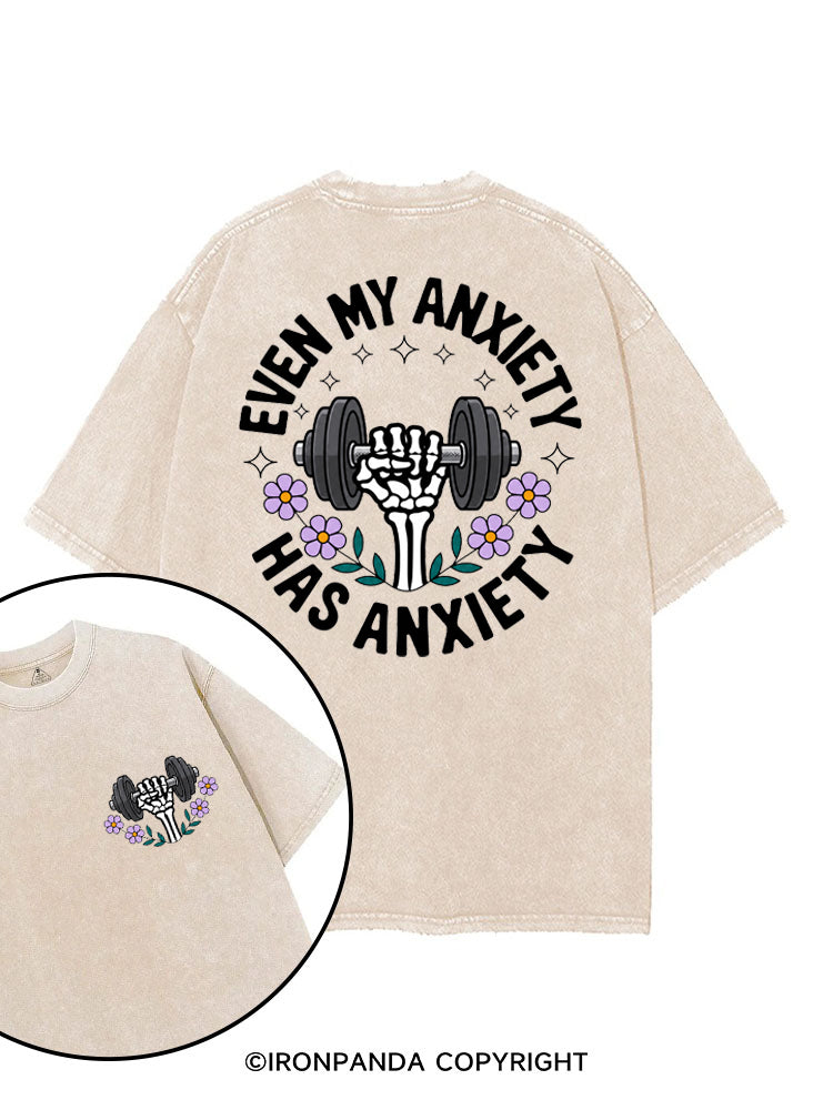EVEN MY ANXIETY HAS ANXIETY SKELETON printed Gym Shirt