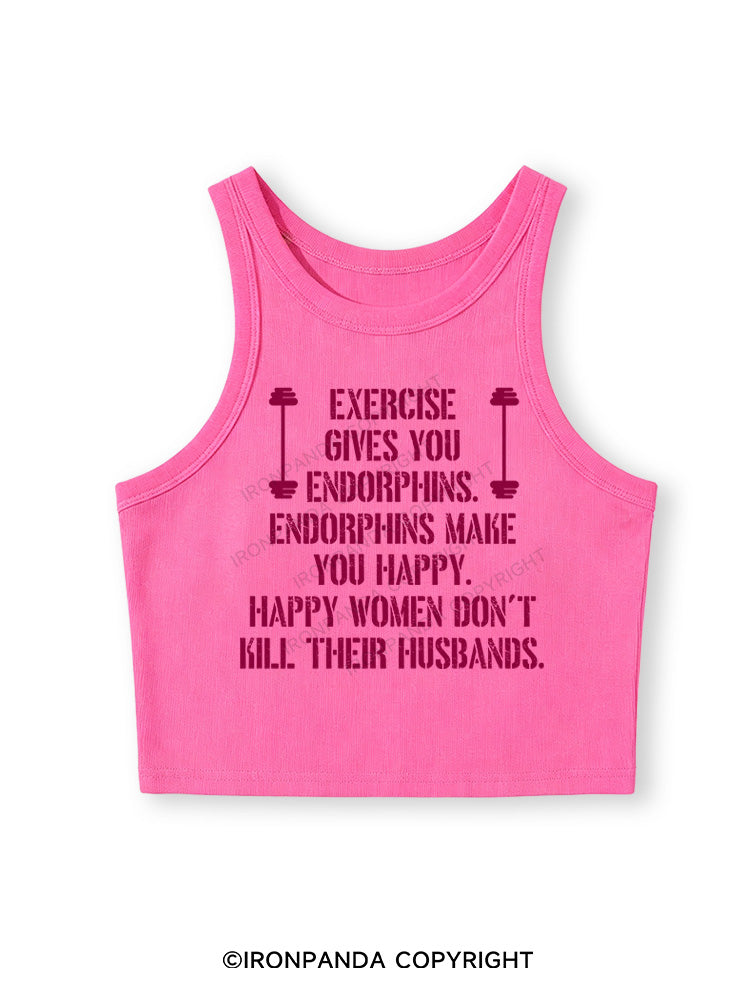 EXERCISE GIVES YOU ENDORPHINS PINK Fitted Crop Tank Top